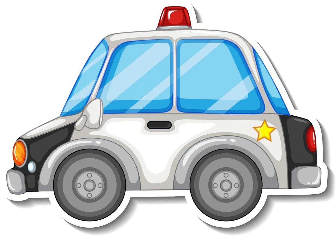 Sticker design with side view of police car isolated vector