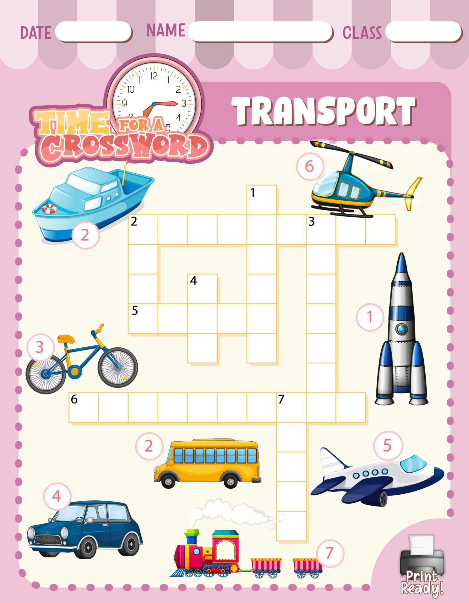 Crossword puzzle game template about transportation 2896335 Vector Art at  Vecteezy