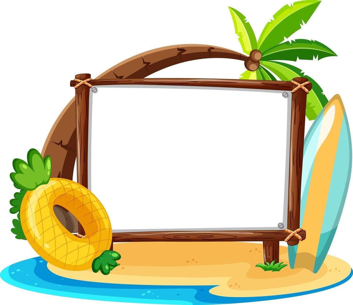 Summer Beach theme with empty banner isolated on white background vector