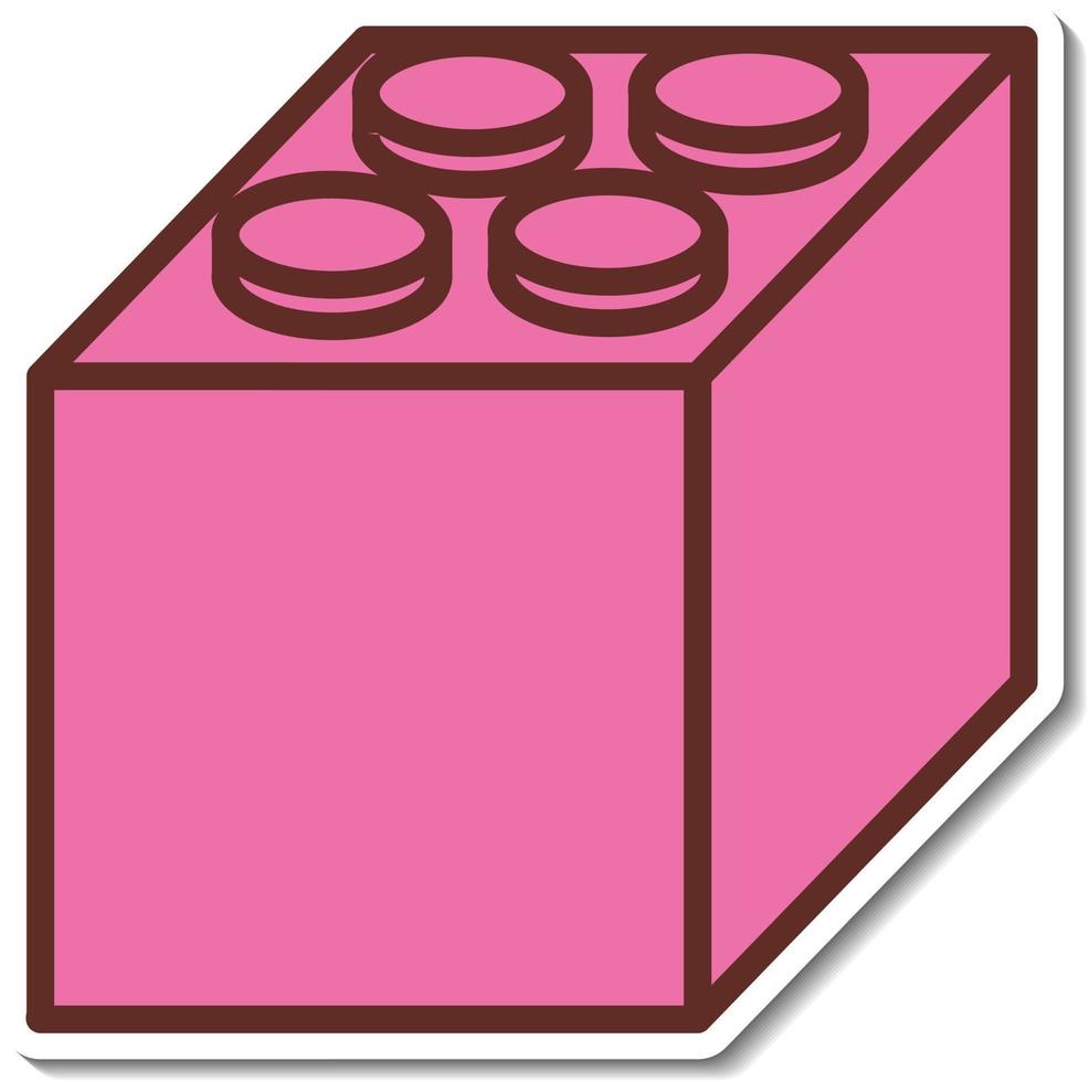 Diseño de etiqueta con bloque de lego rosa aislado vector