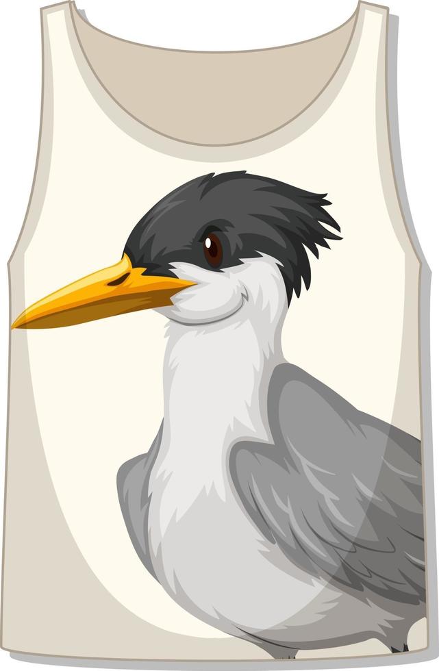 parte delantera de la camiseta sin mangas con estampado de pájaros vector