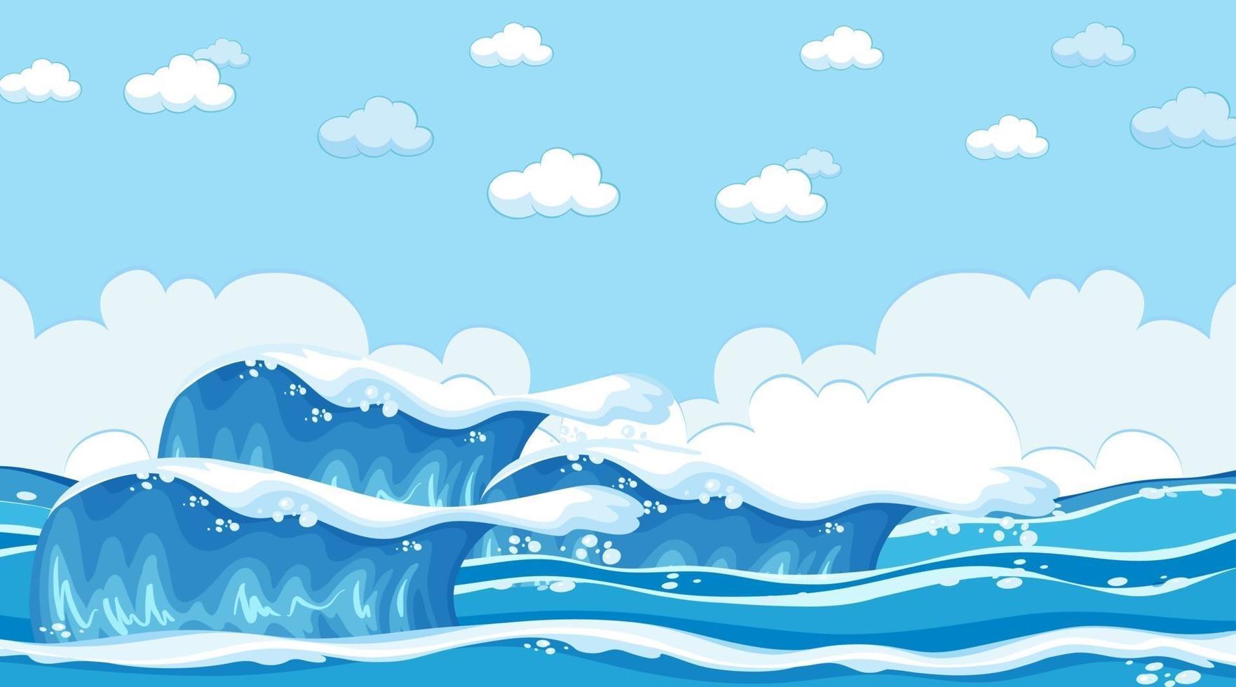 Beach landscape at day time scene with ocean wave vector