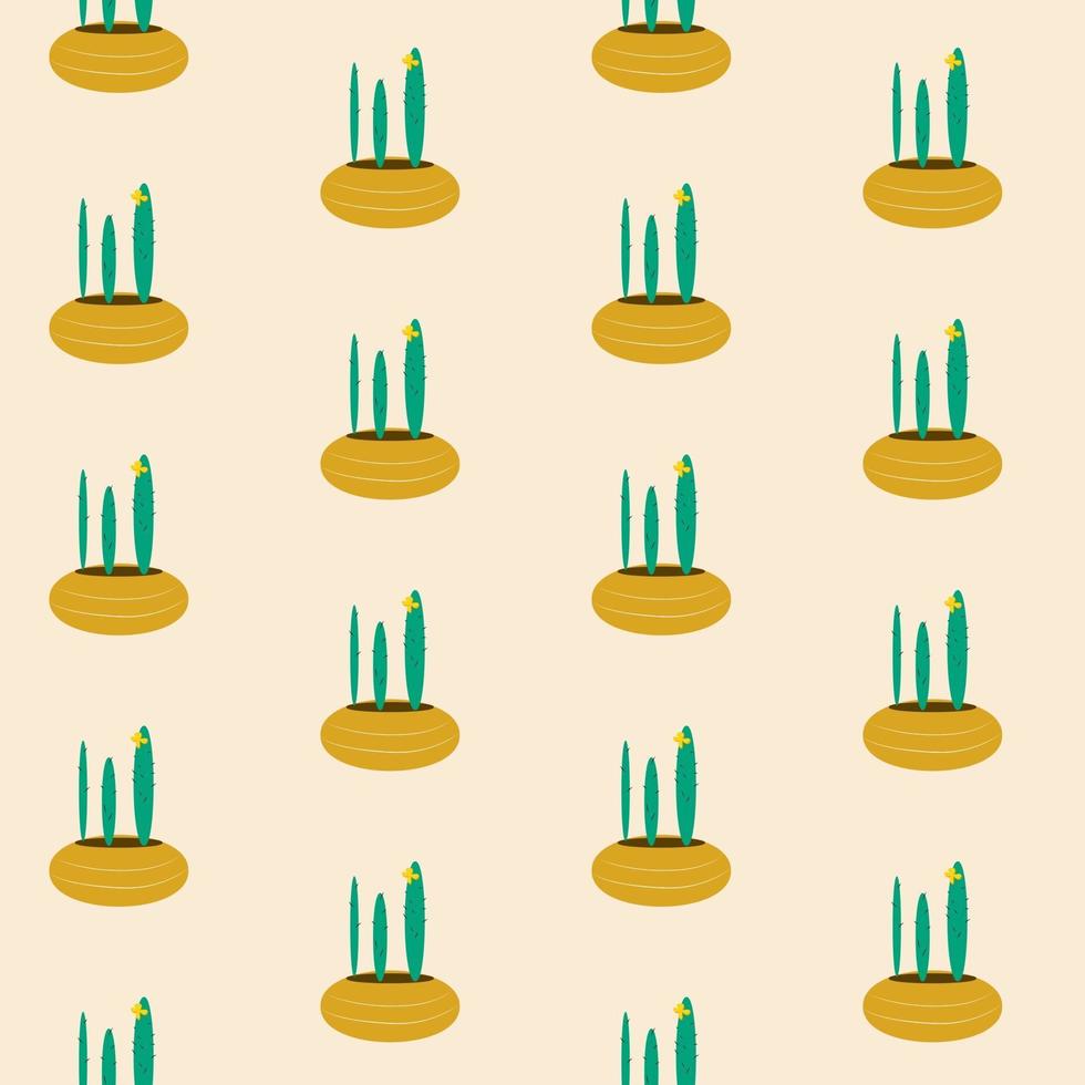 Seamless pattern with a cactus with a flower vector