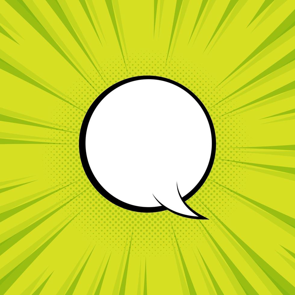 Bubble speech with green background and pop art style vector