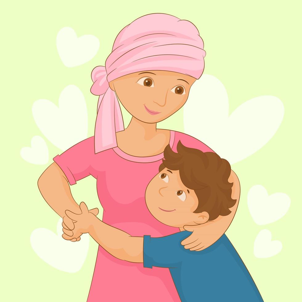 female cancer patient spending time with her family vector