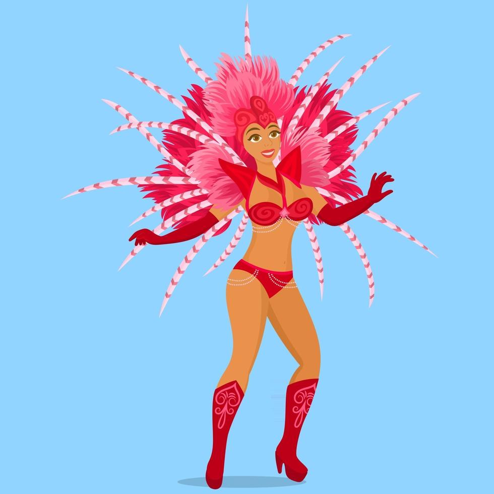 A beautiful carnival girl wearing a festival costume is dancing vector