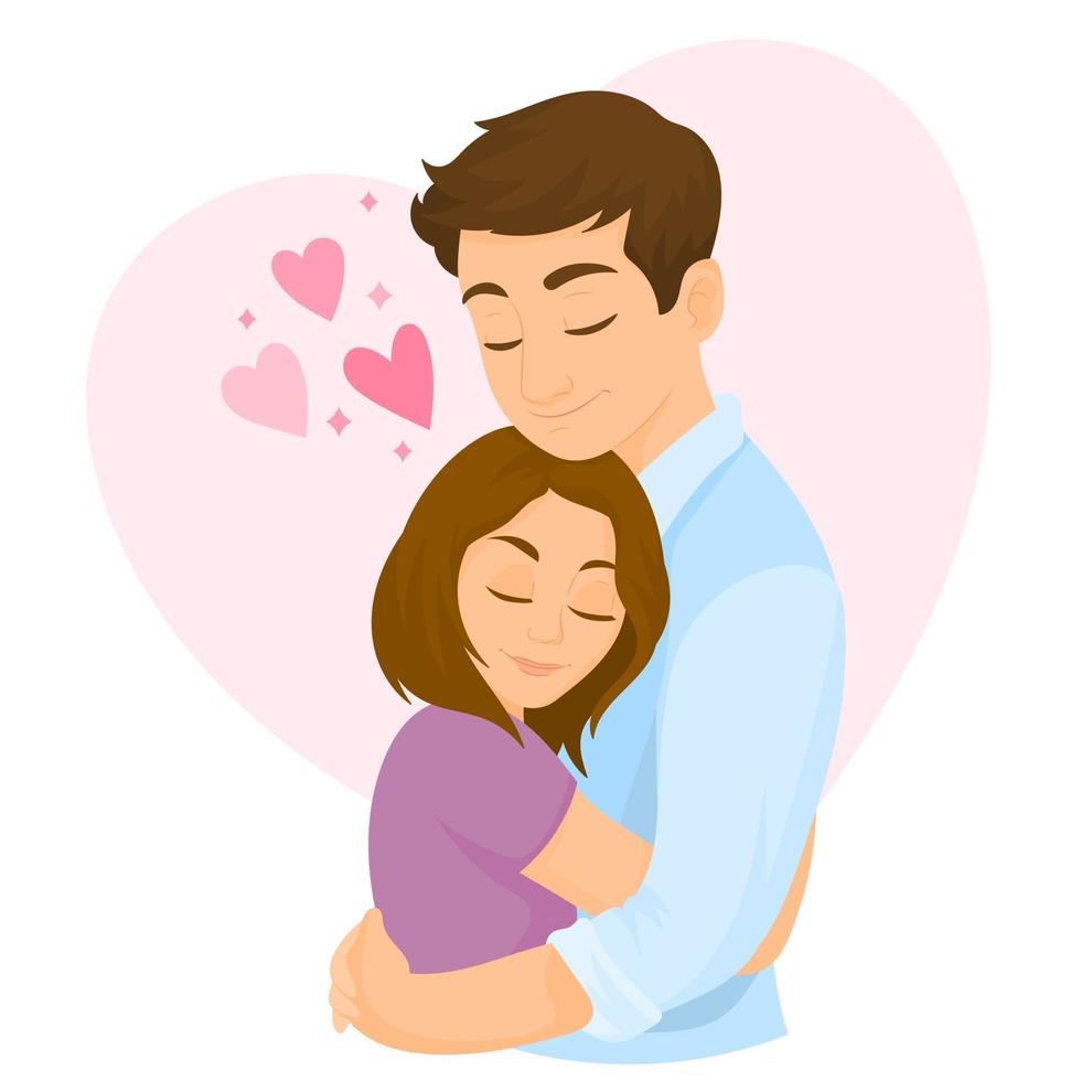 Embraces of a loving couple. vector