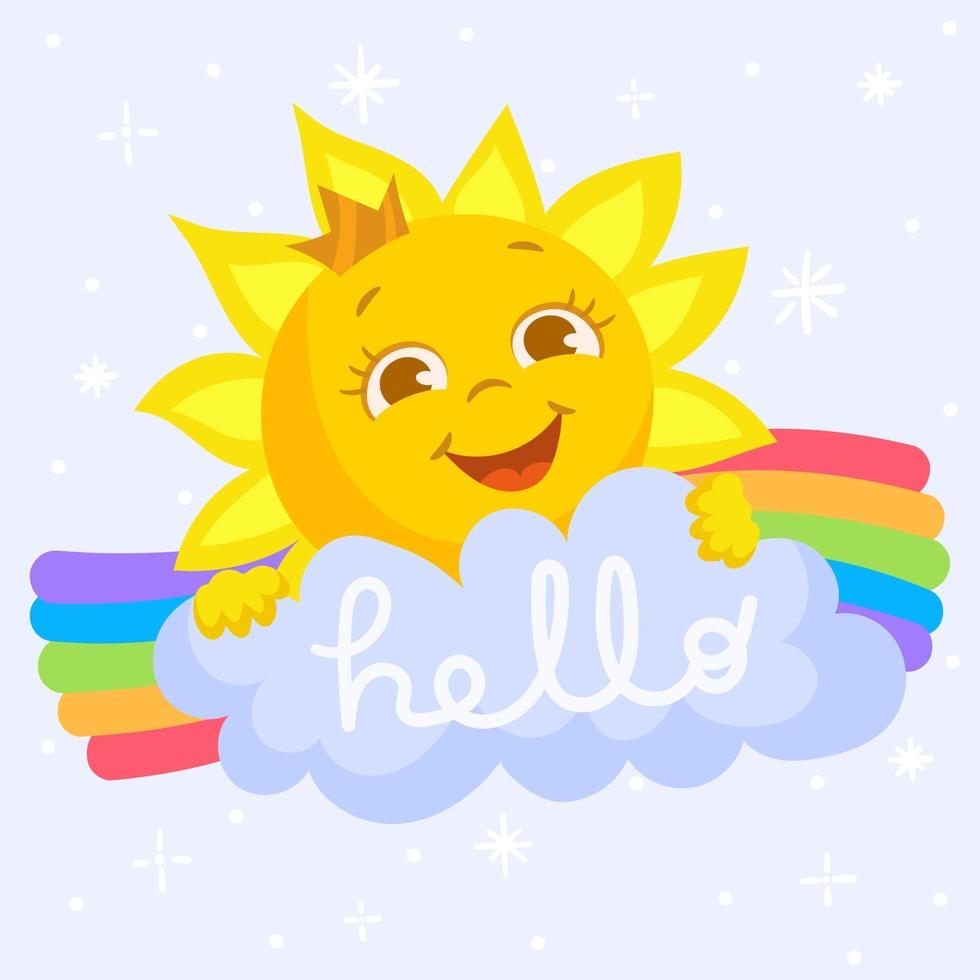 Hello summer sun character concept vector