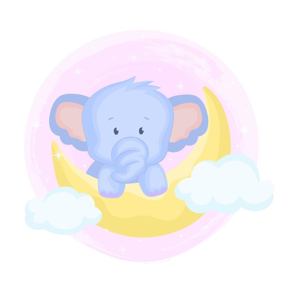 bebé elefante a la luna vector