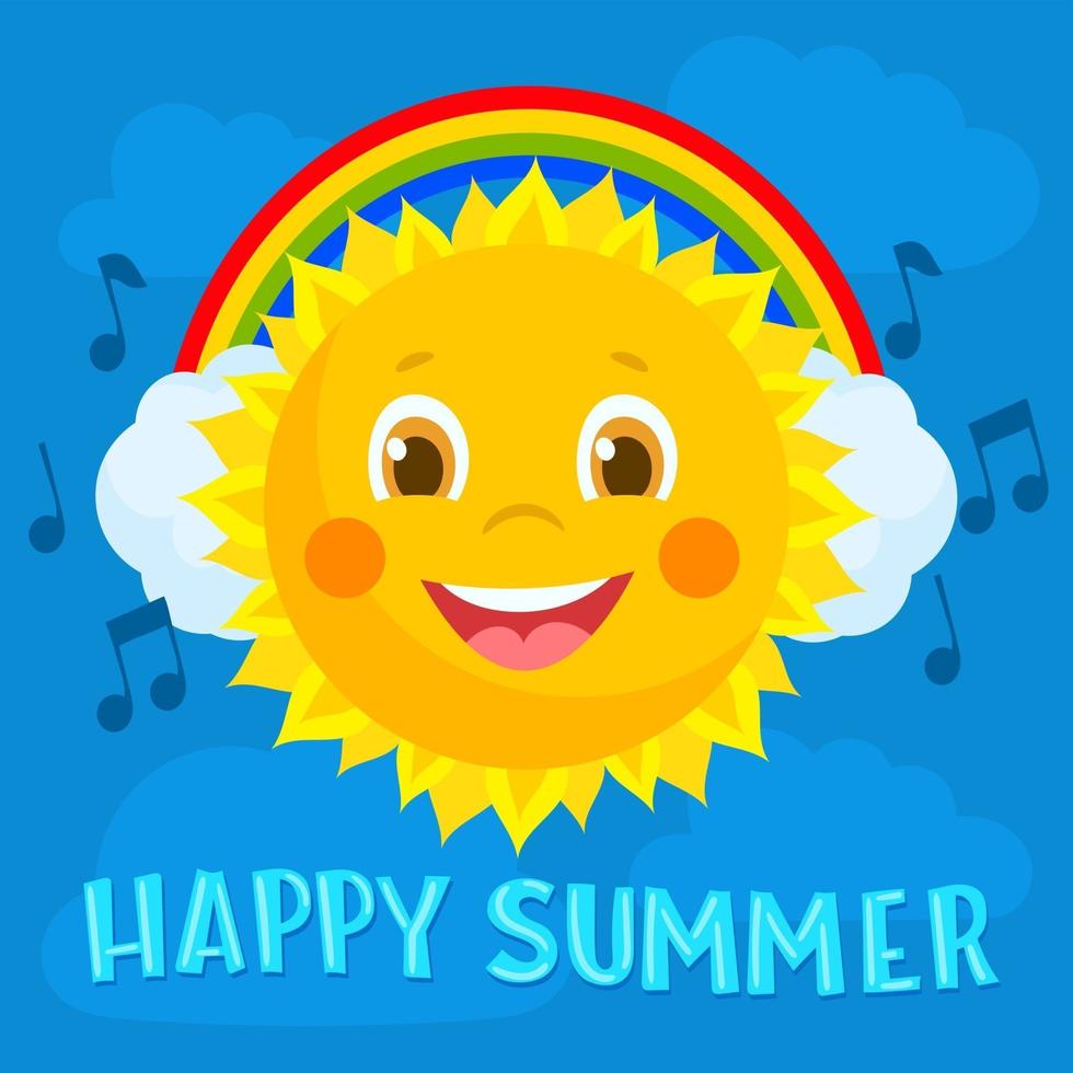 Hello summer sun character concept vector