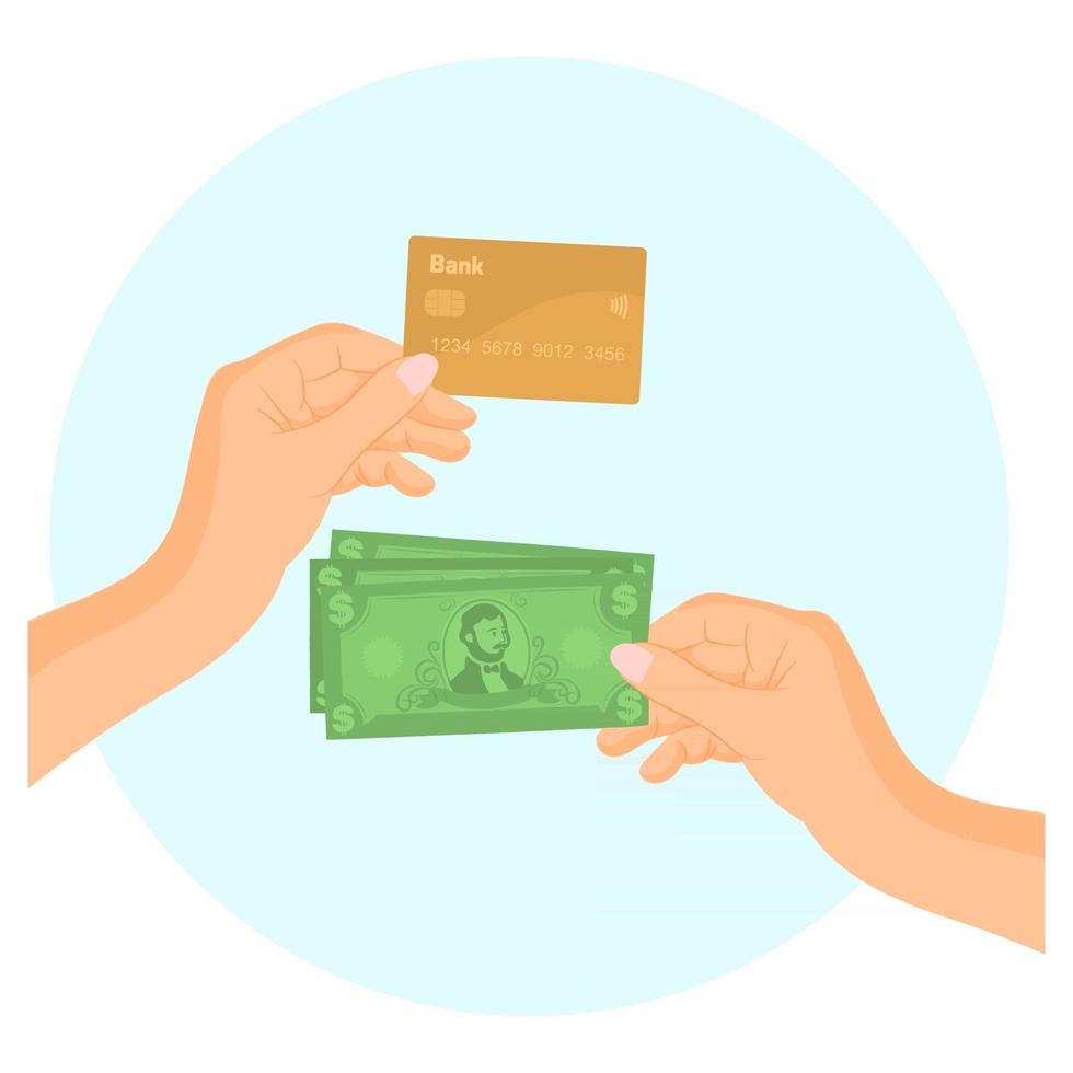 Holding money and credit card vector