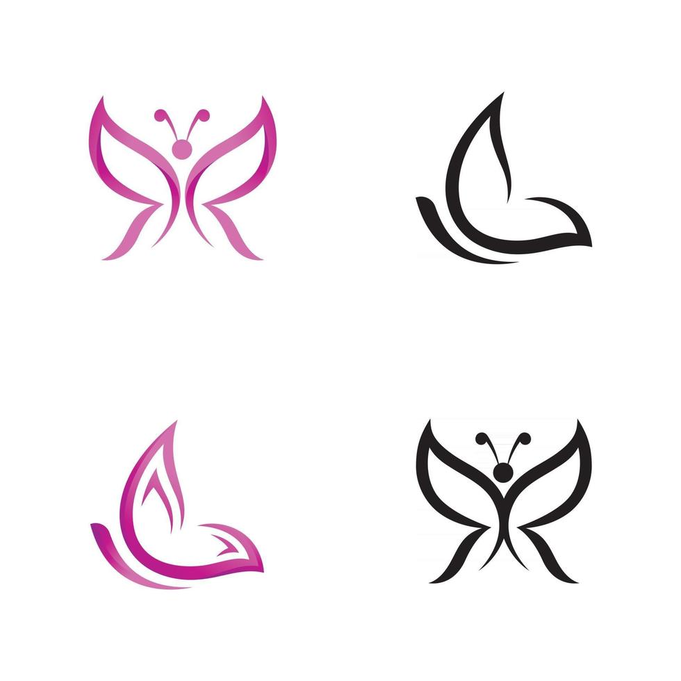 Set simple black and colorful Logo butterfly concept vector