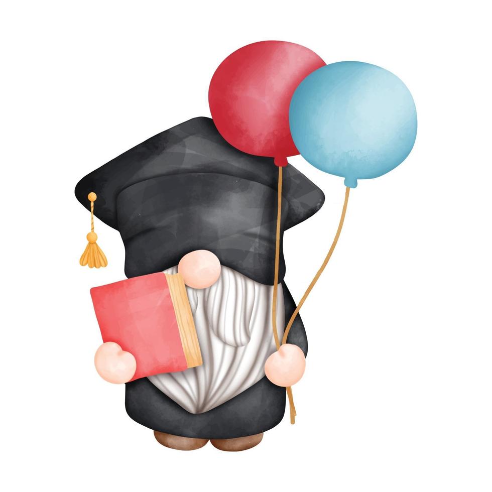 pintura digital acuarela graduación gnomos elementos vector