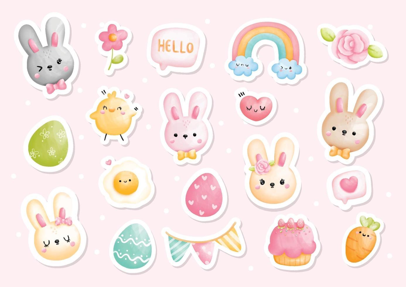 Watercolor Easter Sticker, planner. Digital paint. vector