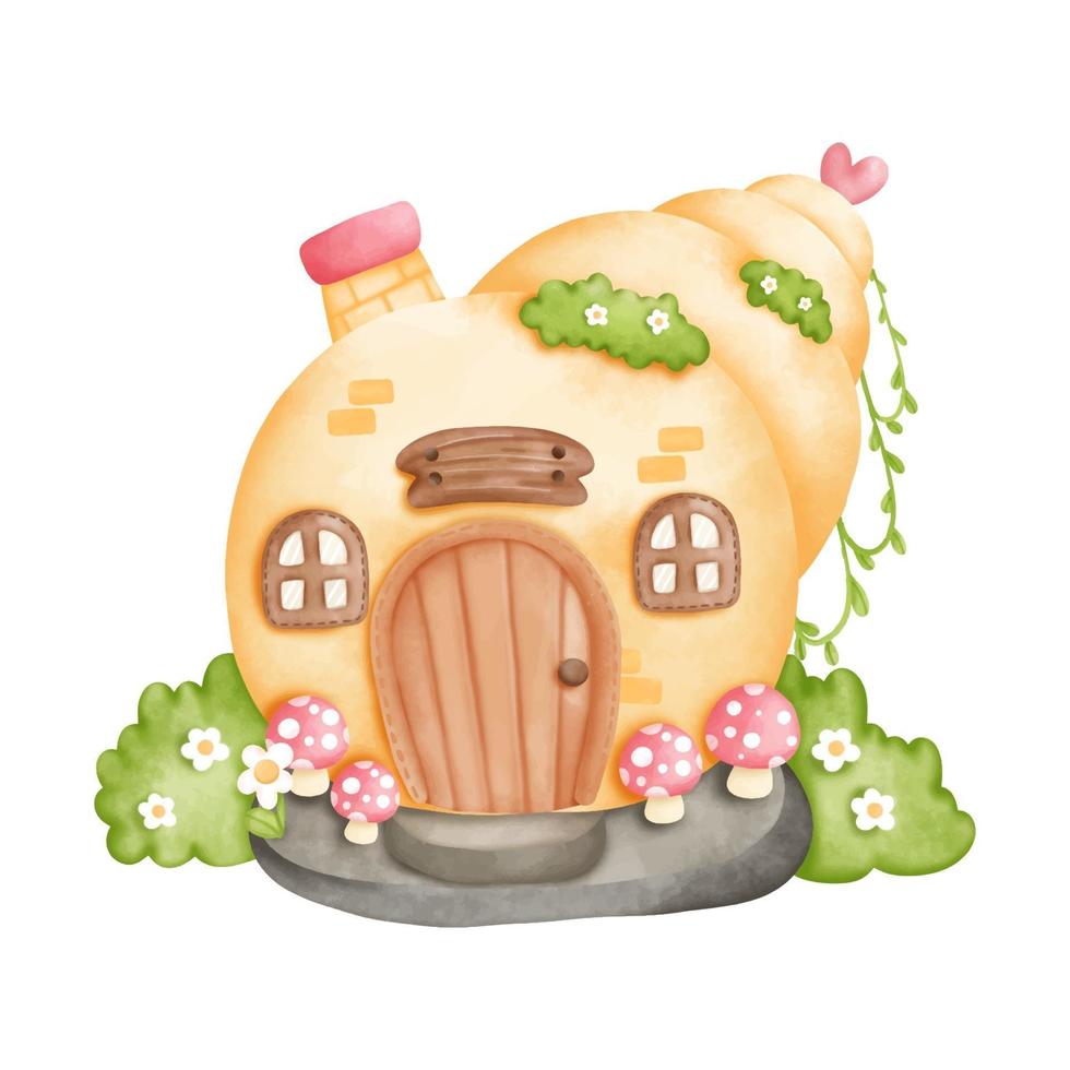 Digital painting watercolor gnome house, little house. vector illustration
