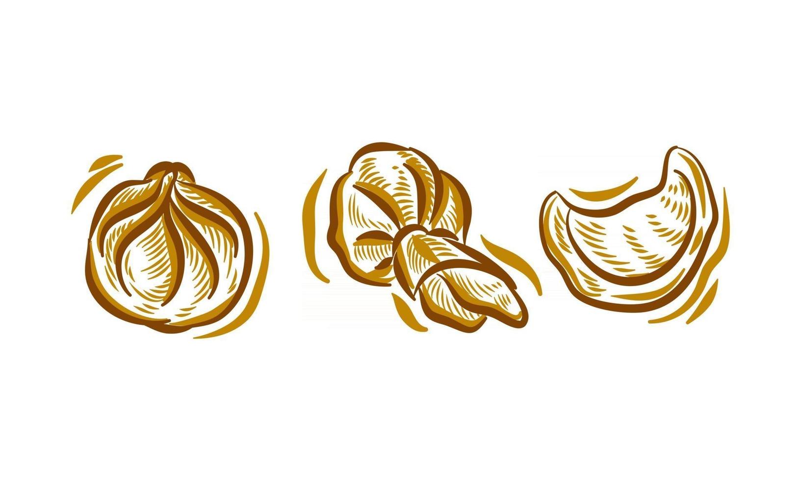 conjunto de dim sum dibujo a mano ilustración doodle para el elemento de fondo del logotipo de marca vector