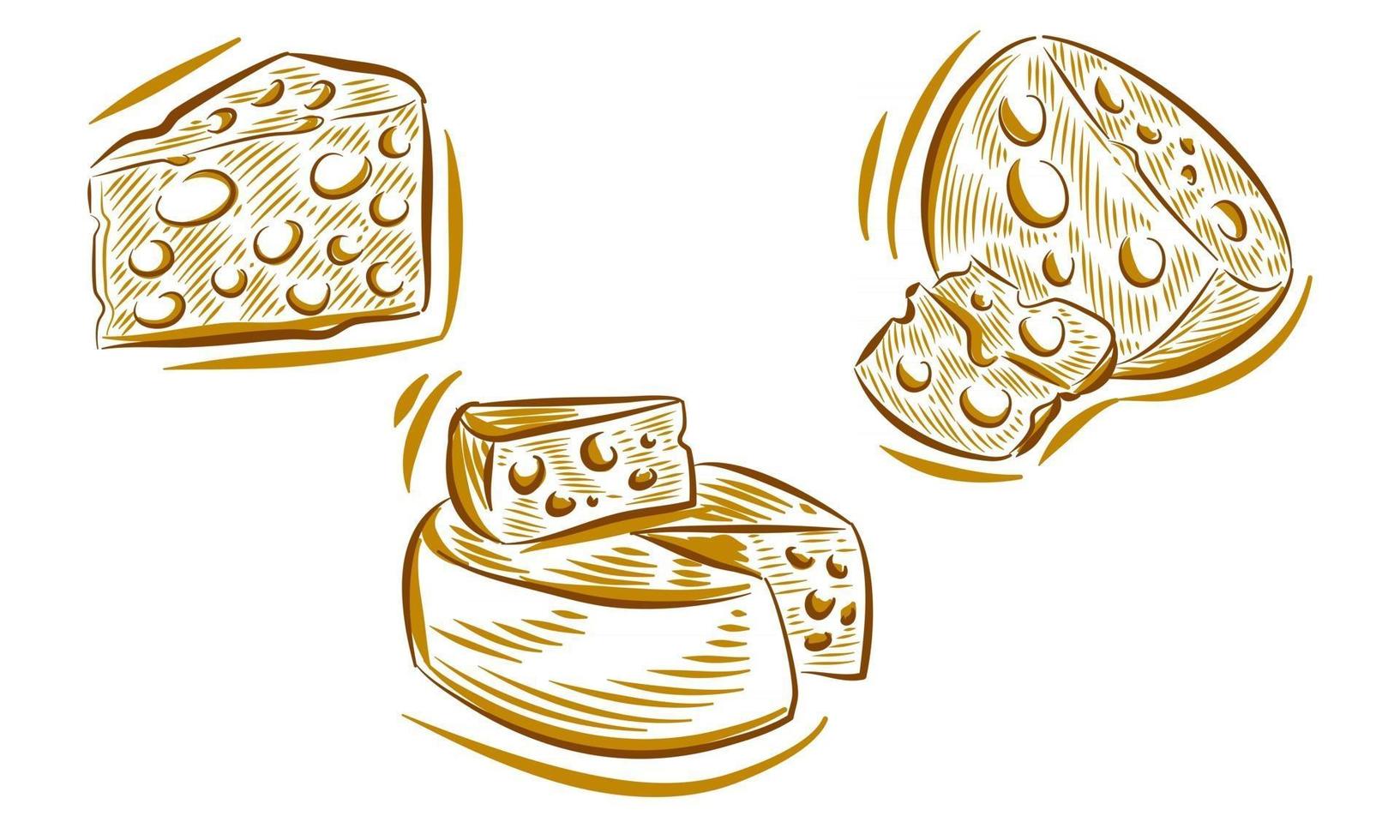 Set of Cheese Hand Drawing Illustration doodle for branding logo background element vector