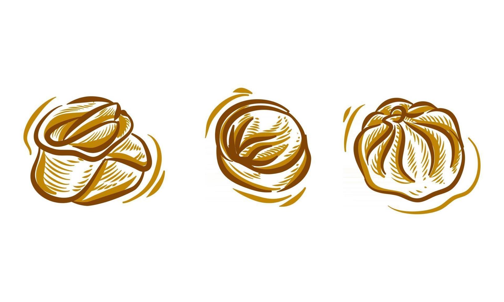 conjunto de dim sum dibujo a mano ilustración doodle para el elemento de fondo del logotipo de marca vector