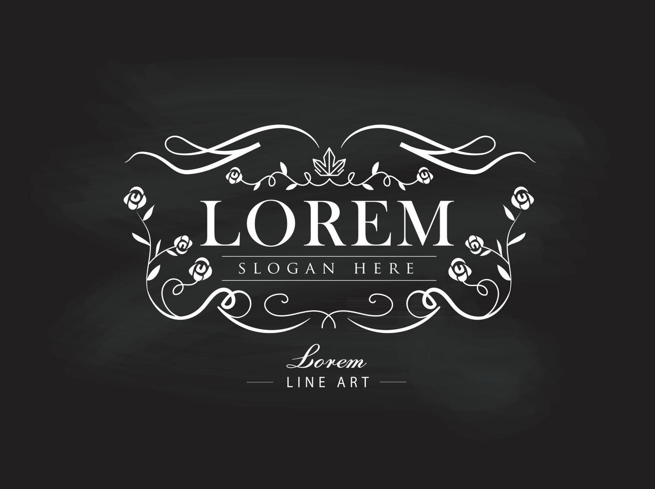 Luxury logos hand drawn frame label elegant flourishes calligraphy vector