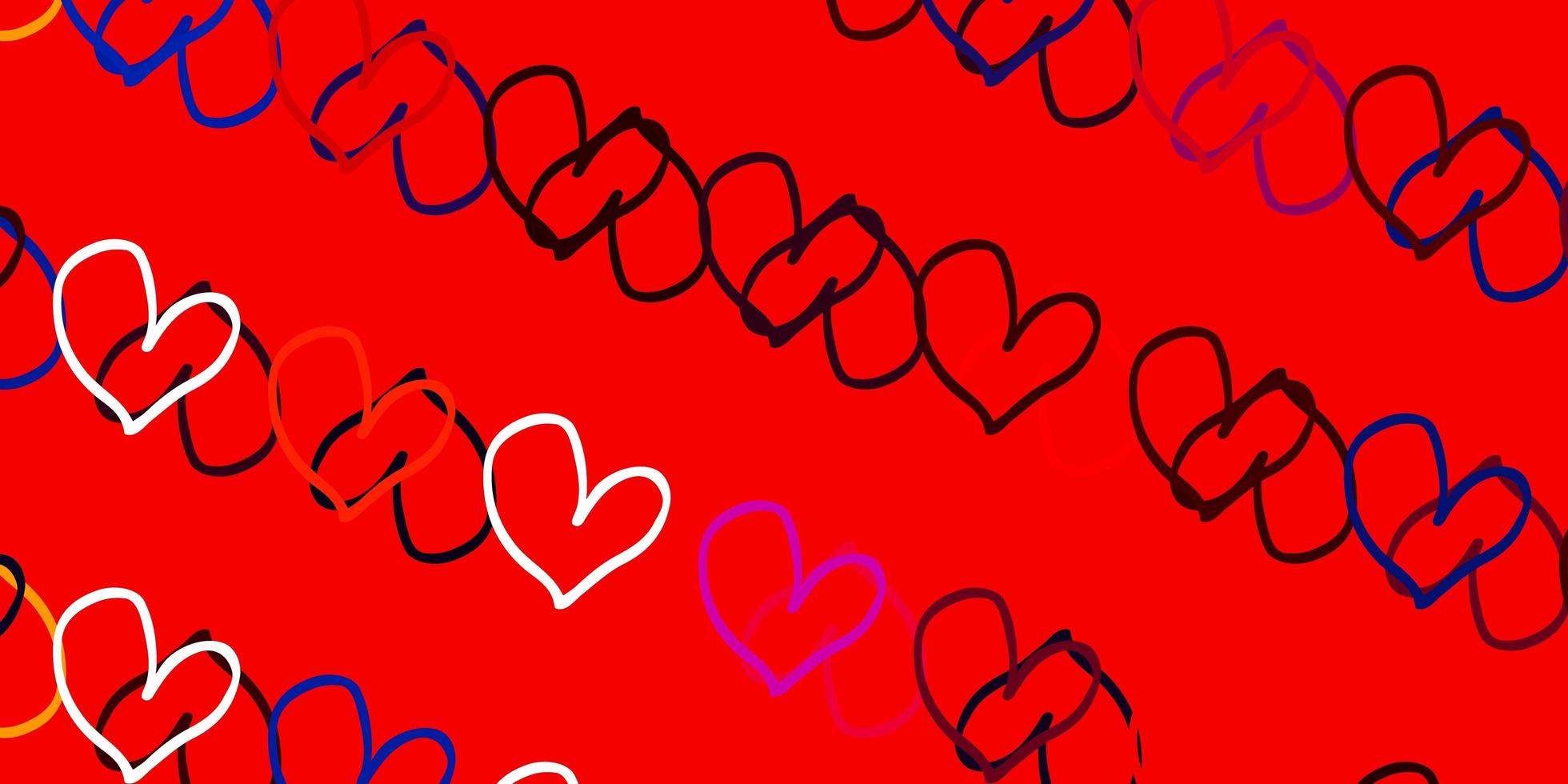Light Blue, Red vector texture with lovely hearts.