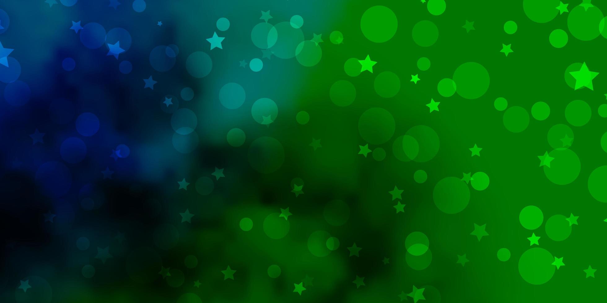 Dark Multicolor vector background with circles, stars.