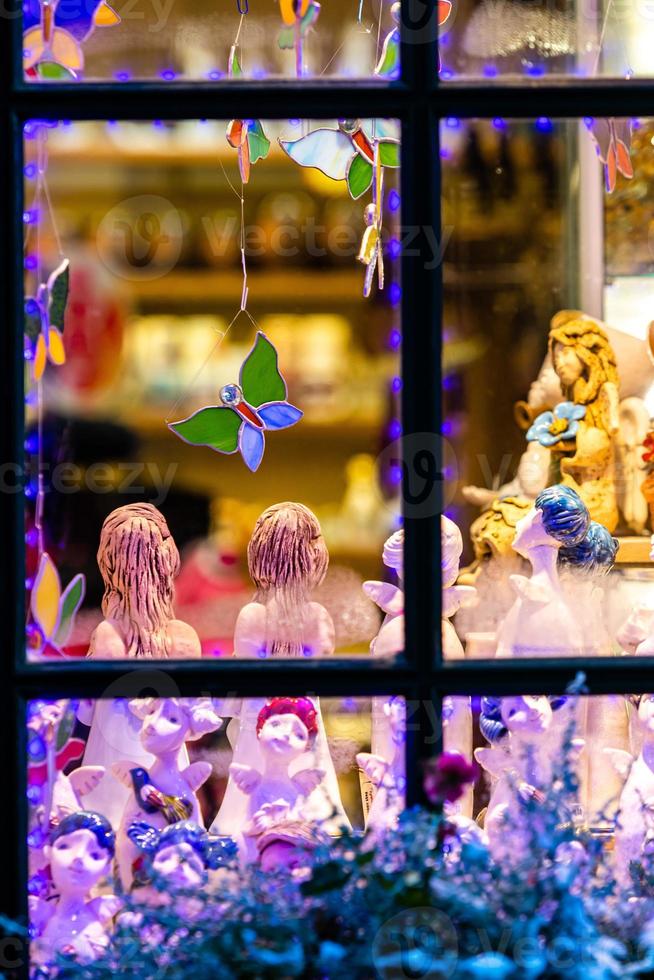 Christmas decorations through the window photo