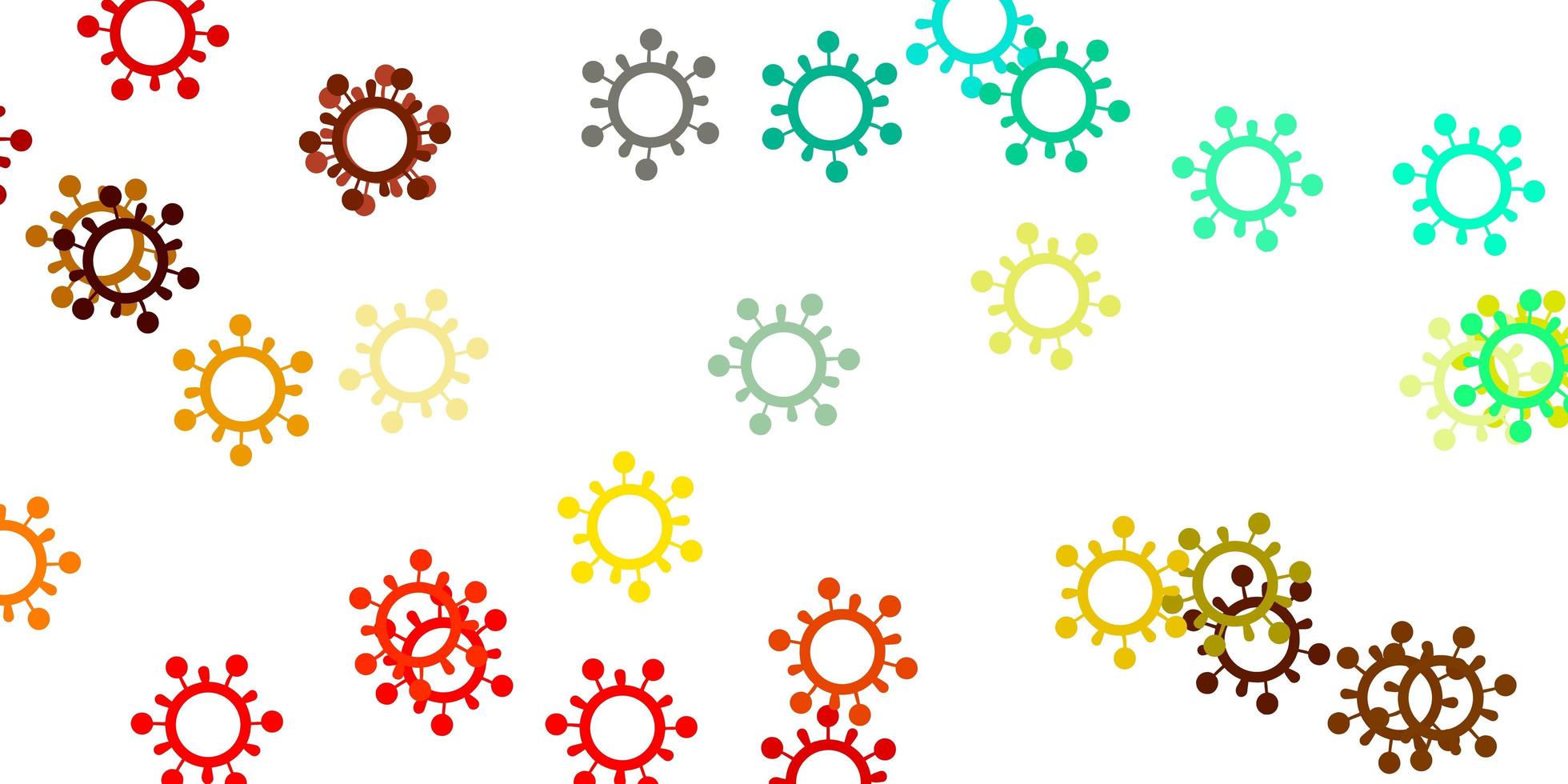 Fondo de vector multicolor claro con símbolos covid-19.