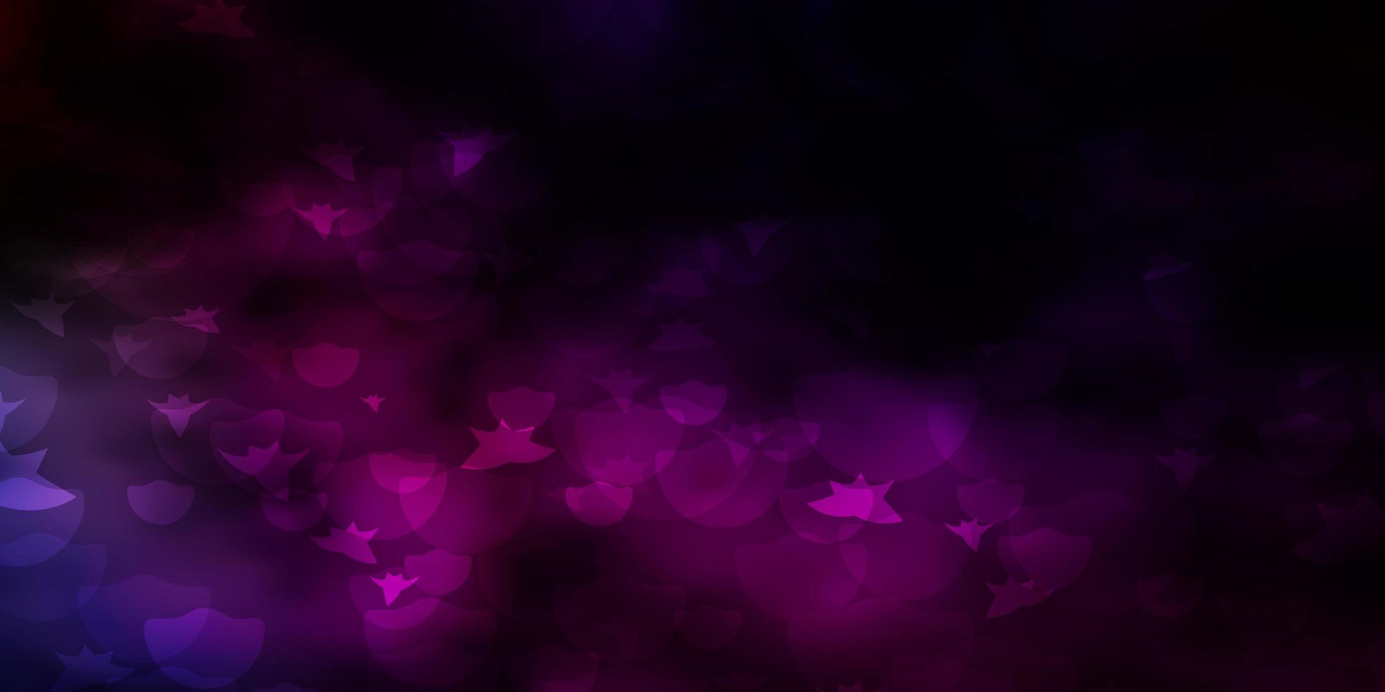 Dark Multicolor vector background with circles, stars.