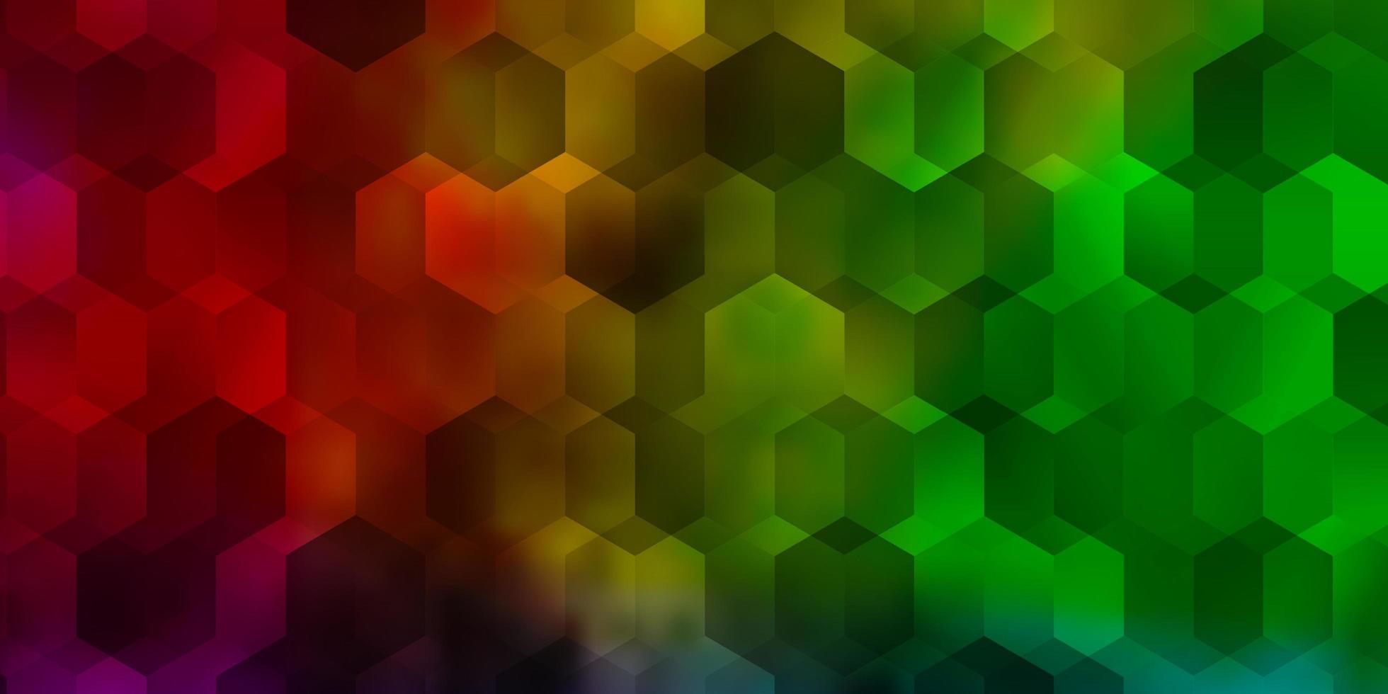 Fondo de vector multicolor claro con conjunto de hexágonos.