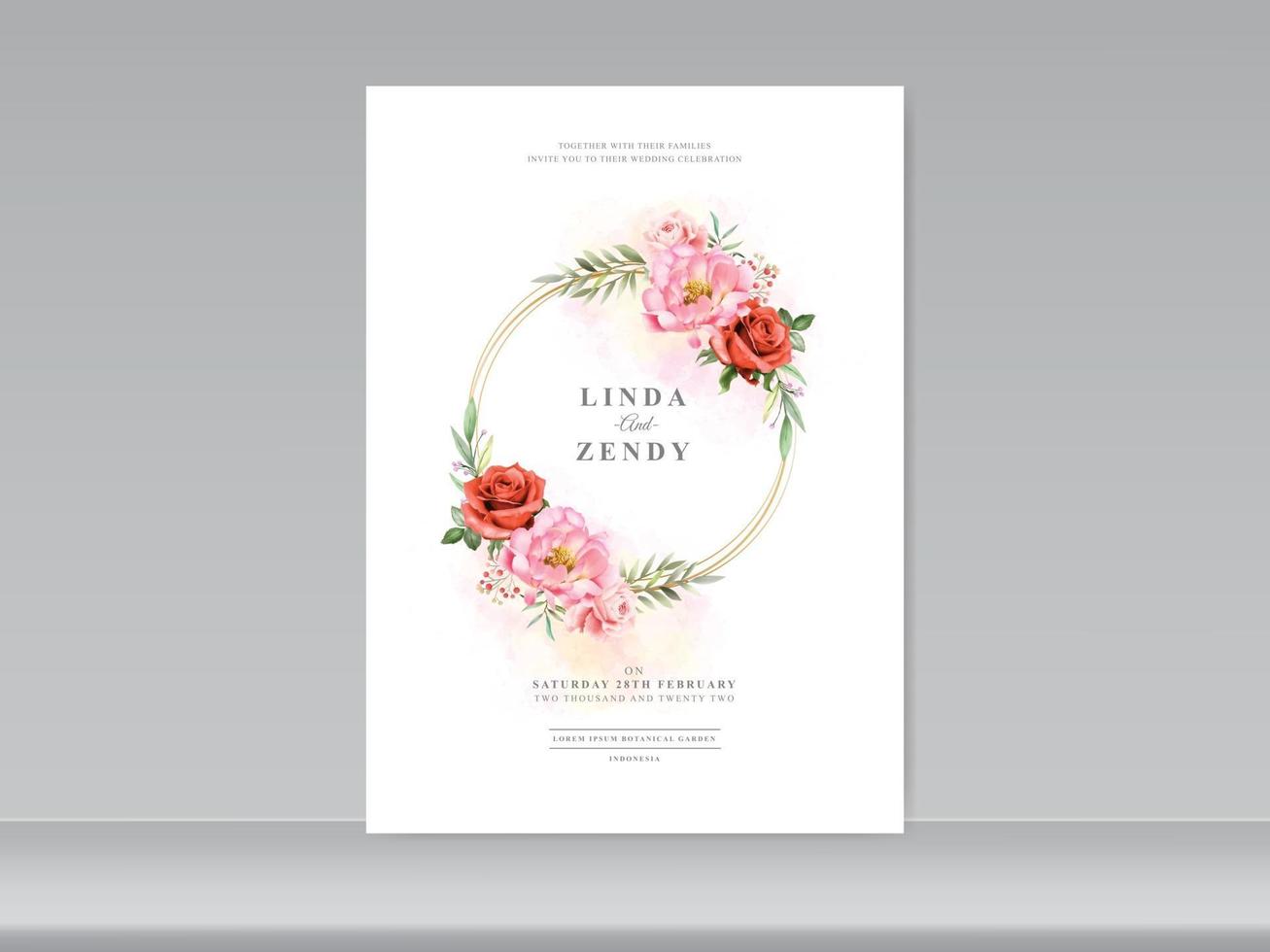 plantilla de tarjetas de boda hermoso diseño floral vector