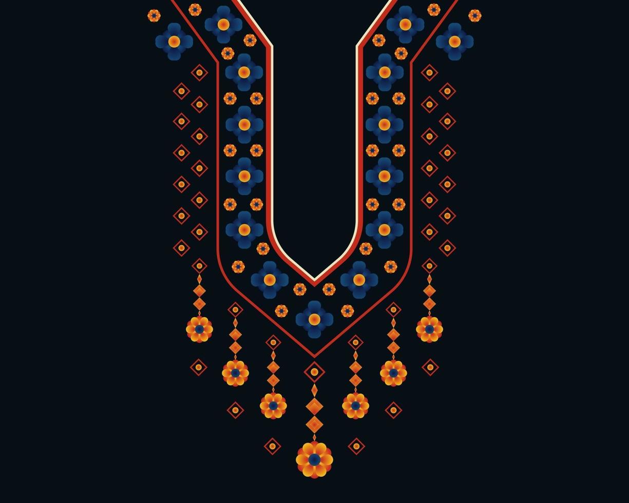 Geometric ethnic oriental pattern. Necklace embroidery design for textile, fashion woman, background, wallpaper, clothing and wrapping. Vector illustration.