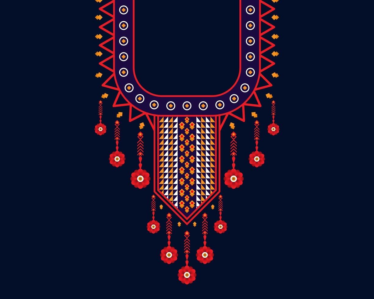 Geometric ethnic oriental pattern. Necklace embroidery design for textile, fashion woman, background, wallpaper, clothing and wrapping. Vector illustration.