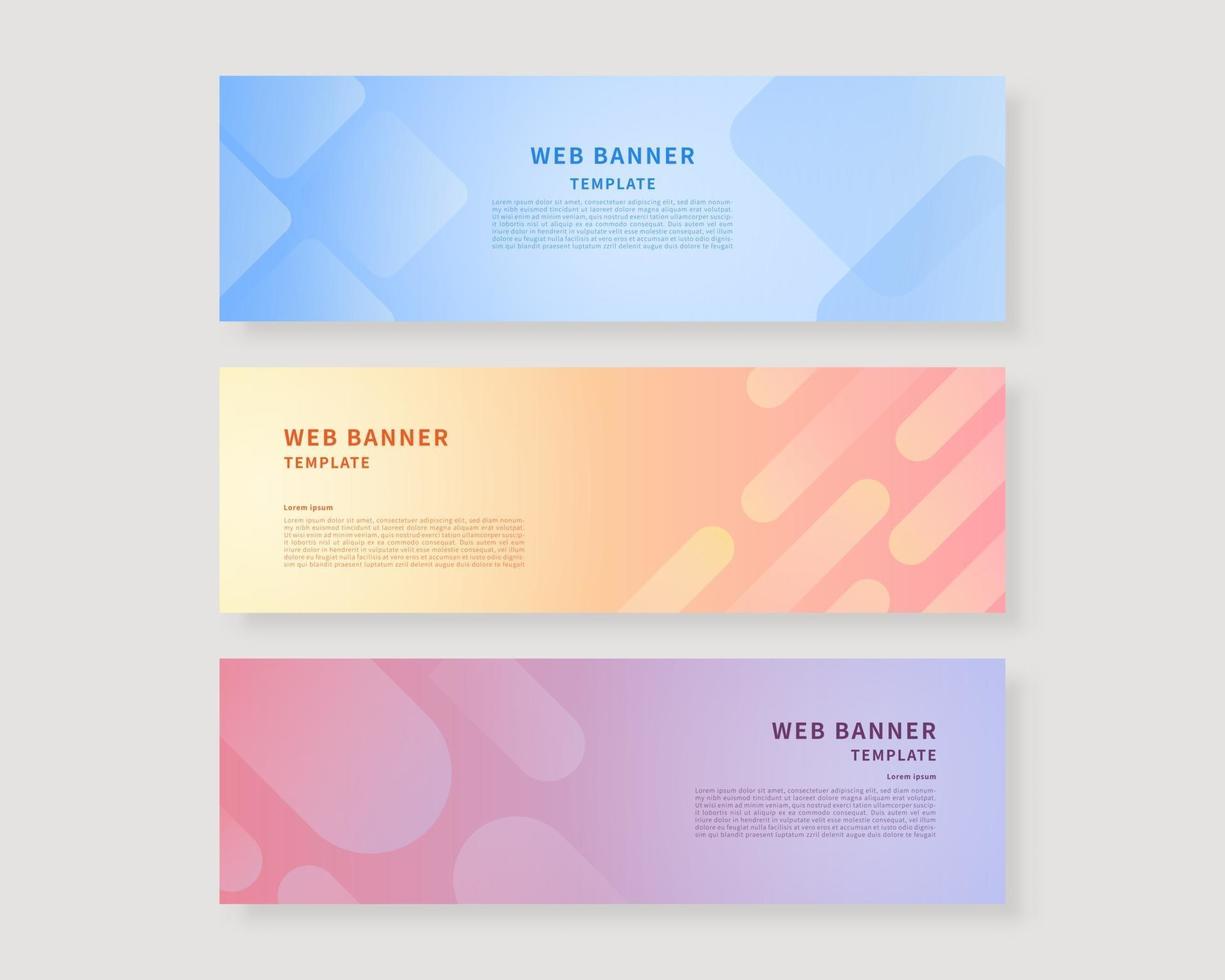 Web banner template set. Collection of horizontal banners design. Vector illustration.