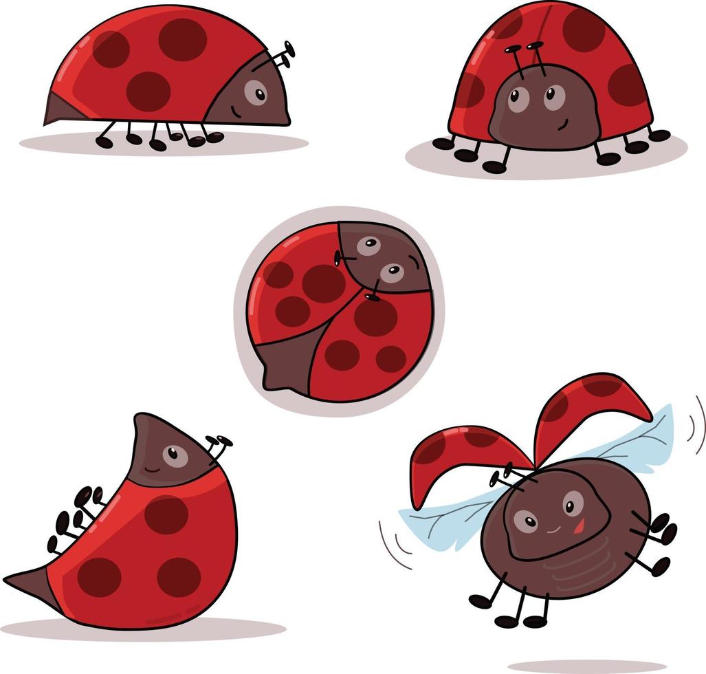 Cute Funny Ladybugs vector