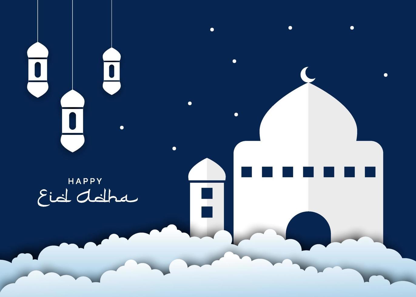 Eid Al Adha Background in papercut style vector