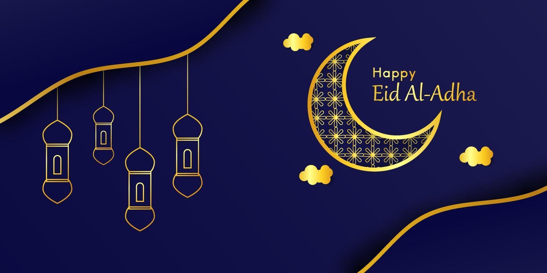 Eid Al Adha Background With Golden Moon vector