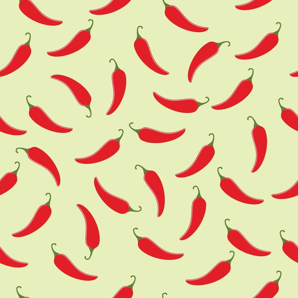 Red Chili Pepper Seamless Background Pattern vector