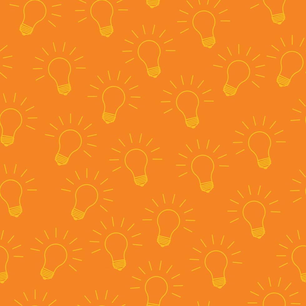 Line Idea Light Bulbs Seamless Orange Background Pattern vector