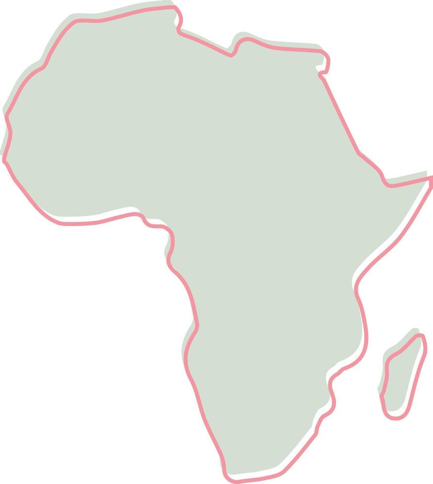 contorno de desplazamiento del continente africano o trazo y mapa de color de relleno vector
