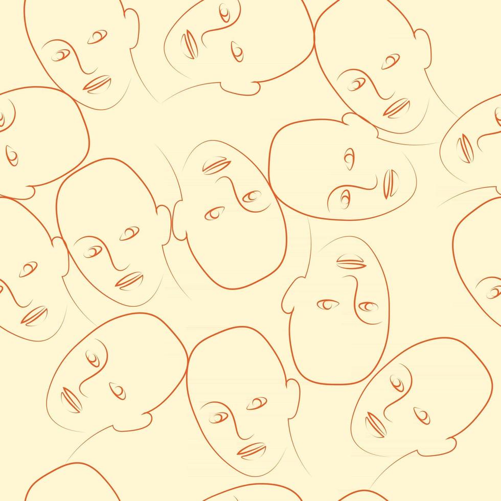 Free Hand Drawn Surreal Line Faces vector