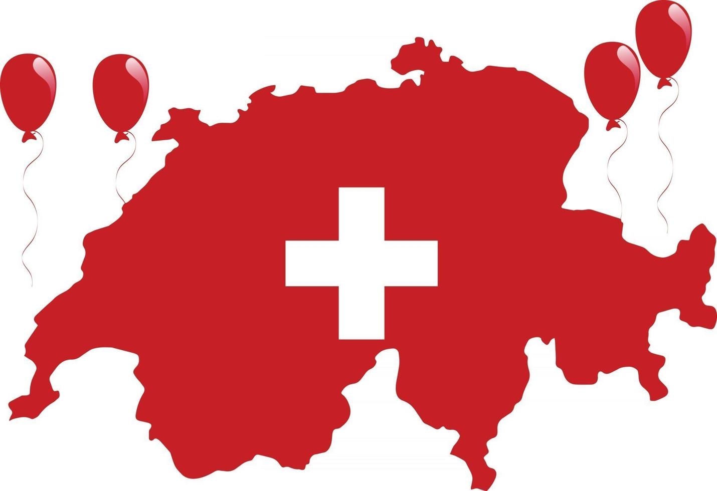 Switzerland Red Map and Flag with White Cross vector