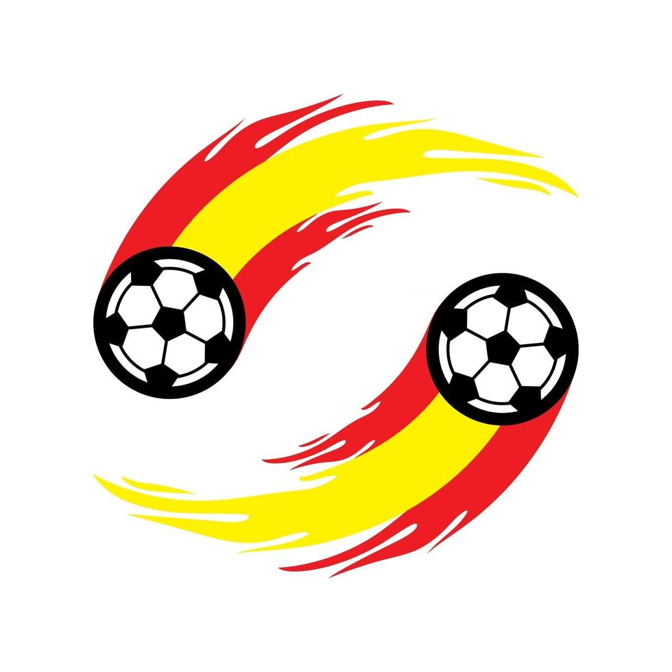 Soccer or football with fire tail in Spain flag. vector