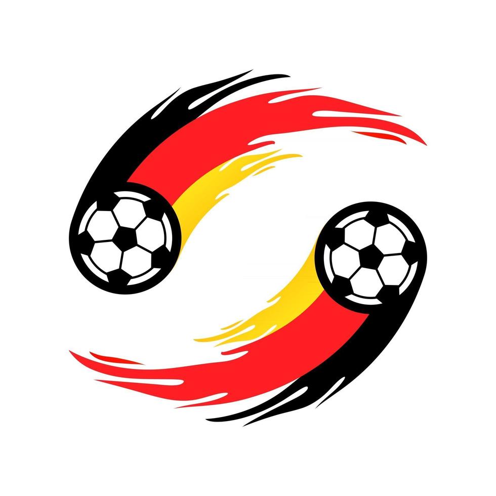 Soccer or football with fire tail in Germany flag. vector