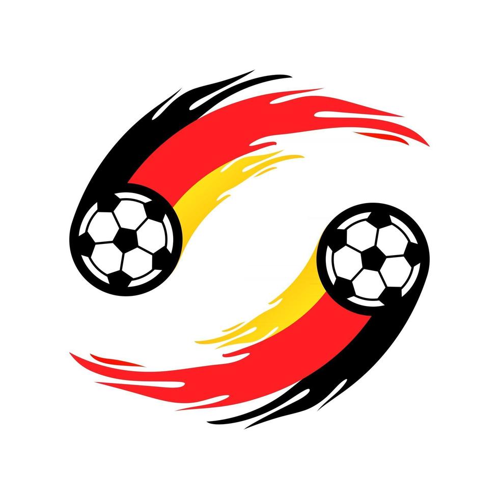 fútbol o fútbol con cola de fuego en la bandera de Alemania. vector