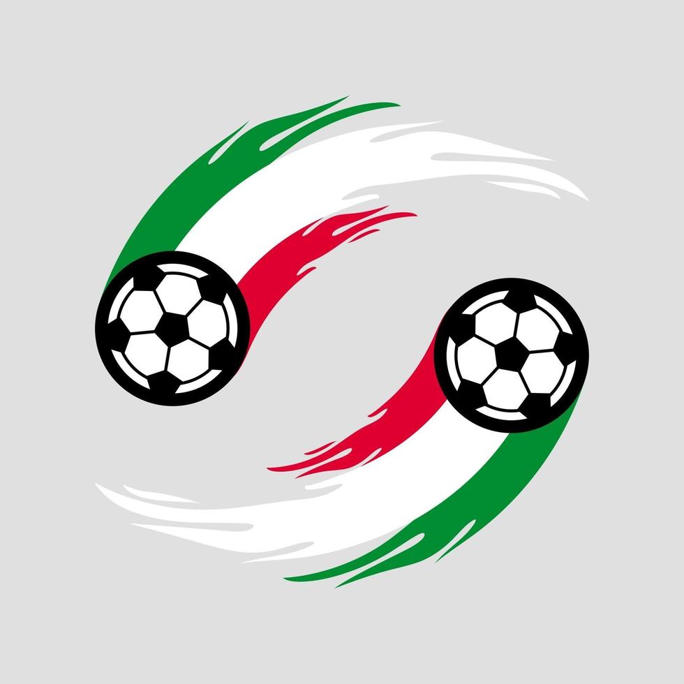 fútbol o fútbol con cola de fuego en la bandera de Italia. vector