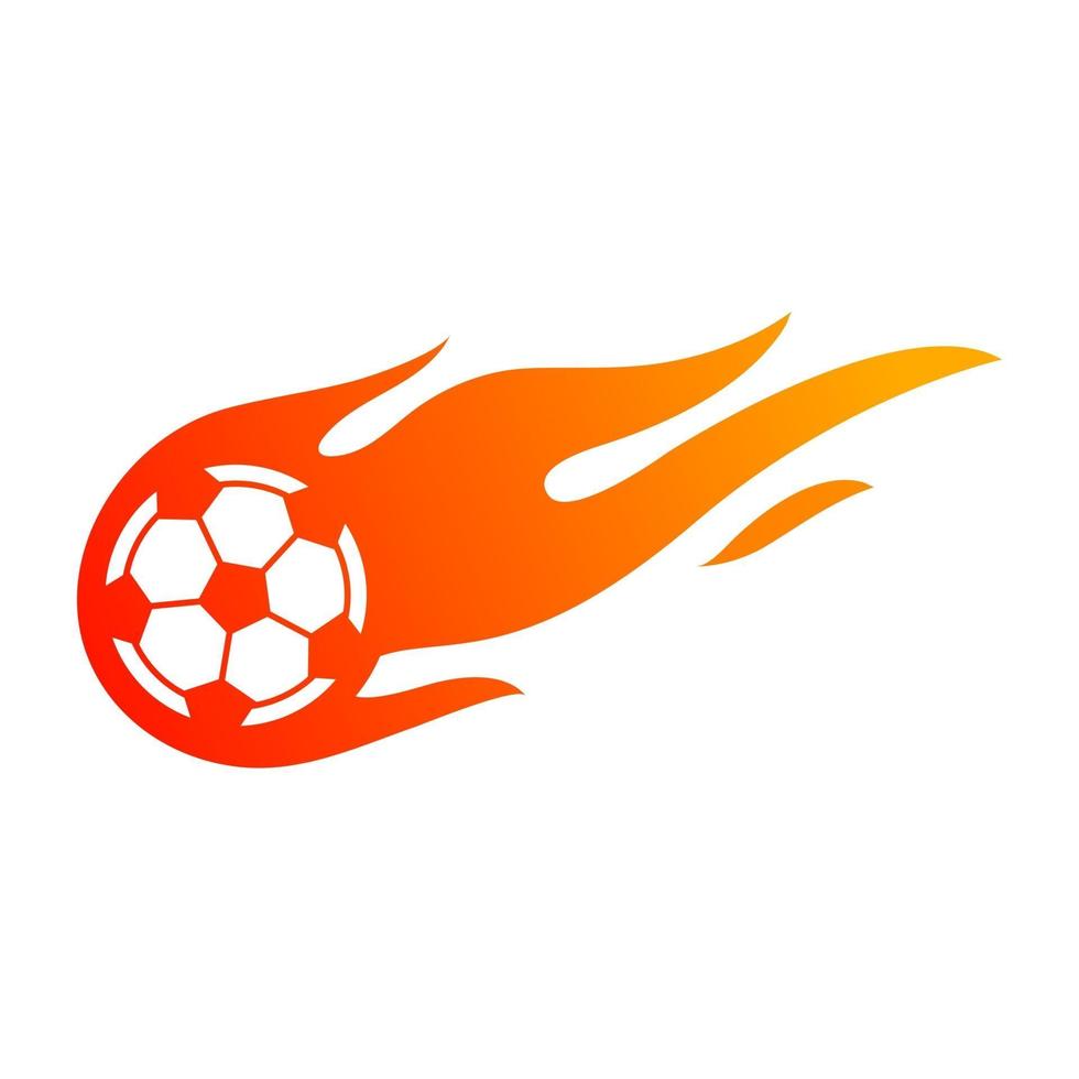 Football or soccer with fire flame symbol. vector