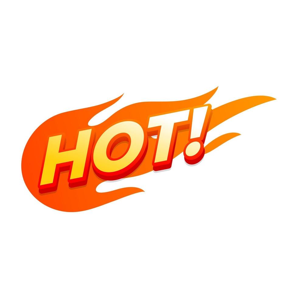 Hot fire sign, promotion fire banner, price tag, hot sale, offer, price. vector