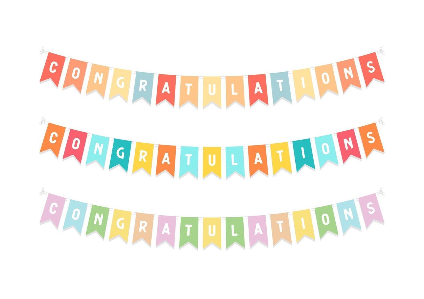 Cute bunting flags with letters Congratulation isolated on white background. vector