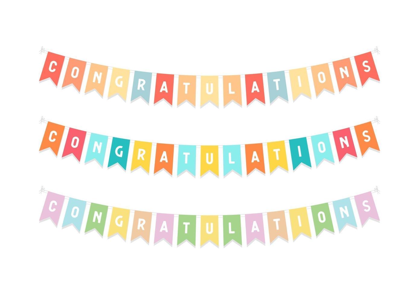 Cute bunting flags with letters Congratulation isolated on white background. vector