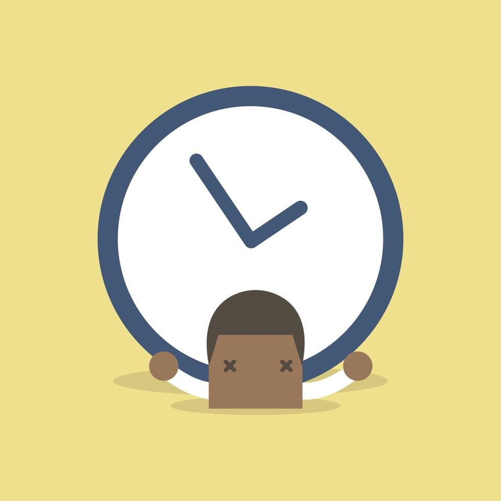 African businessman with big clock over his back. vector